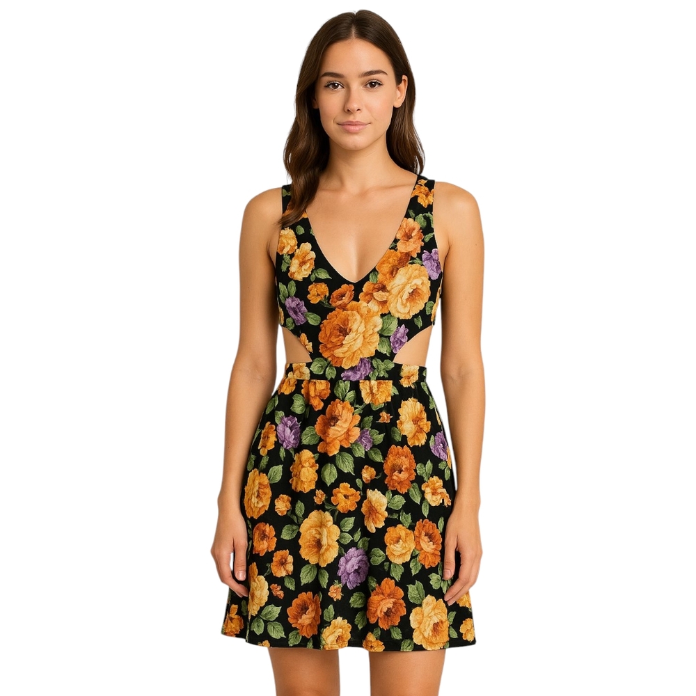 Speechless Floral Cut-Out Skater Dress – Size S